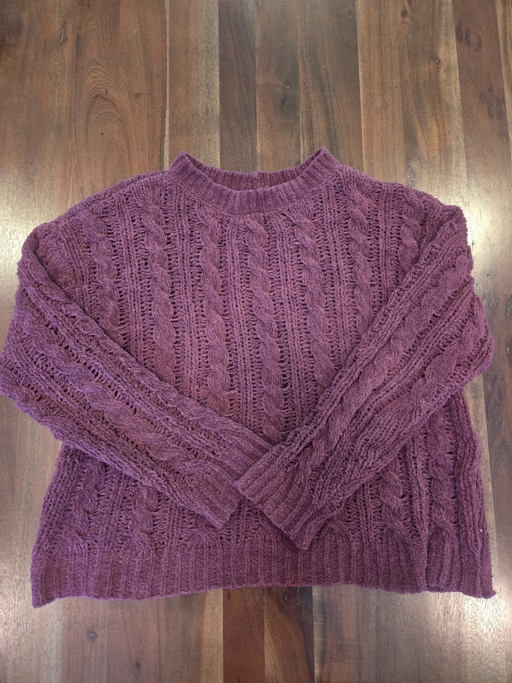 American Eagle Chunky Cable Knit Sweater Plum Burgundy